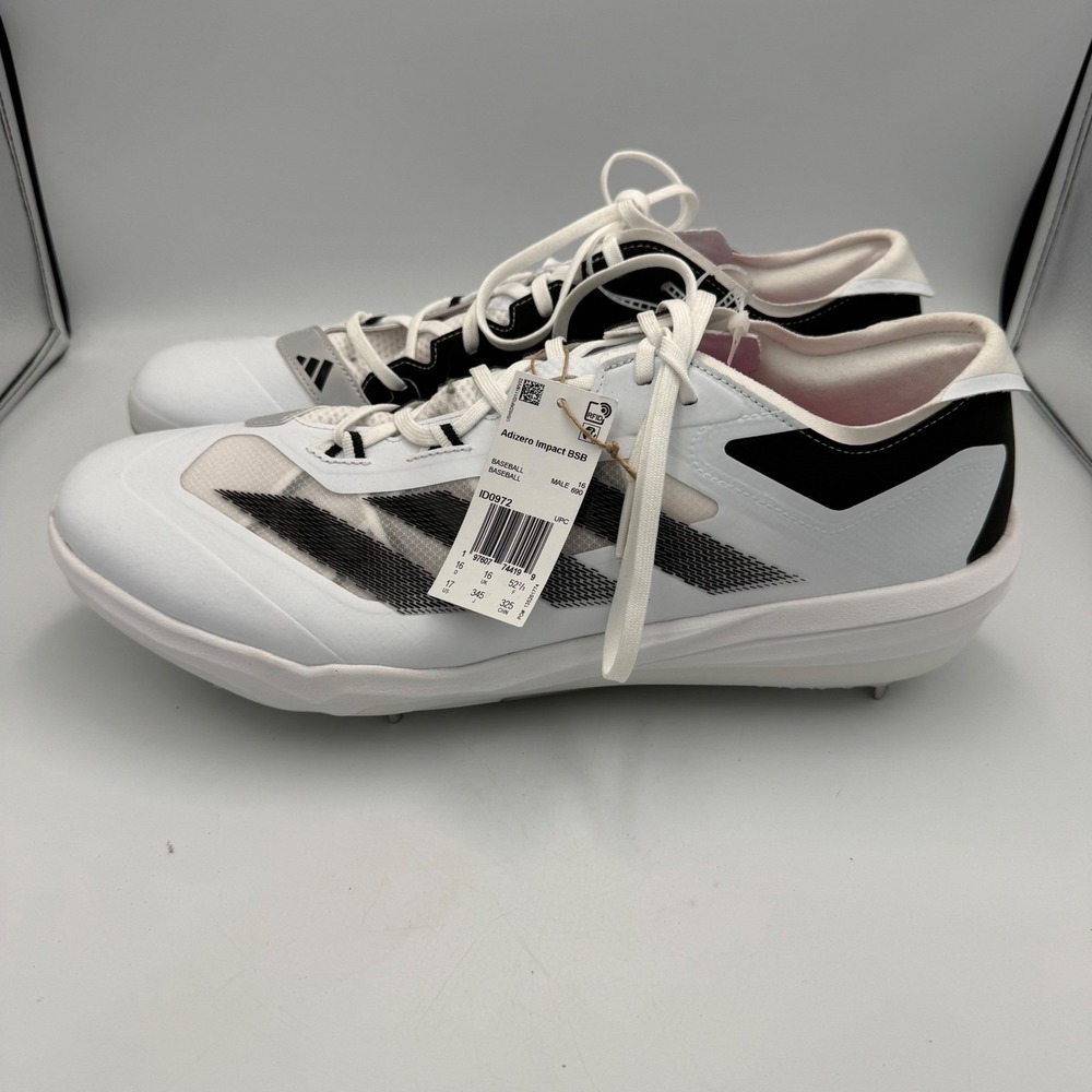 Adidas Adizero Impact BSB Baseball Cleats White Black Metal Spikes Mens Size 17